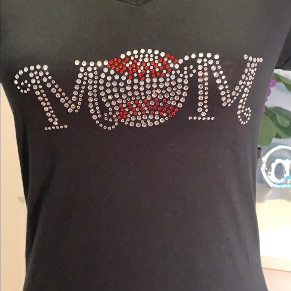 Baseball Mom Rhinestone V-Neck Tee - Picture 2 of 4
